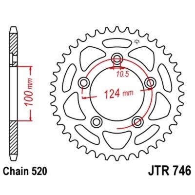 Corona JT 746 de acero con 43 dientes - motoscamaralweb.com