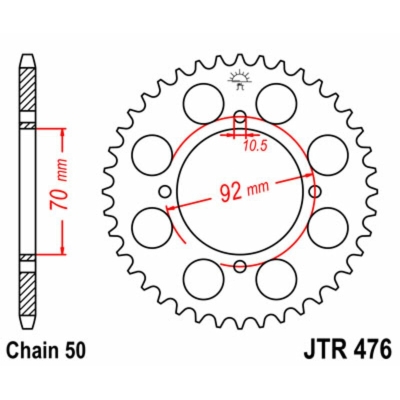 Corona JT 476 de acero con 33 dientes - motoscamaralweb.com