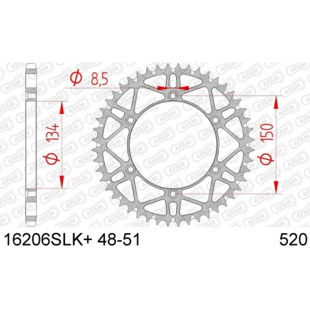 Corona AFAM acero autolimpiable 16206 - Paso 520 - motoscamaralweb.com