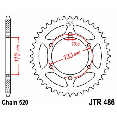 Corona JT SPROCKETS acero estándar 486 - Paso 520 - motoscamaralweb.com