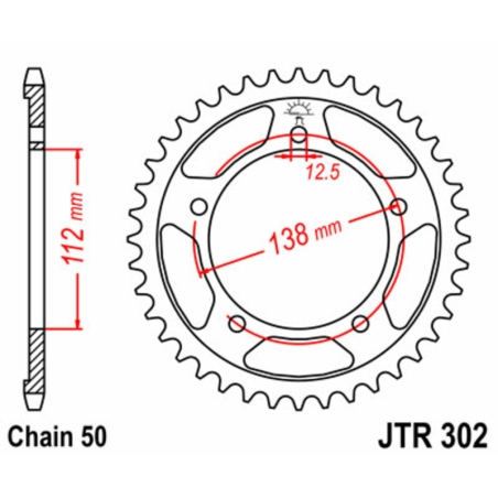 Corona JT SPROCKETS acero estándar 302 - Paso 530 - motoscamaralweb.com