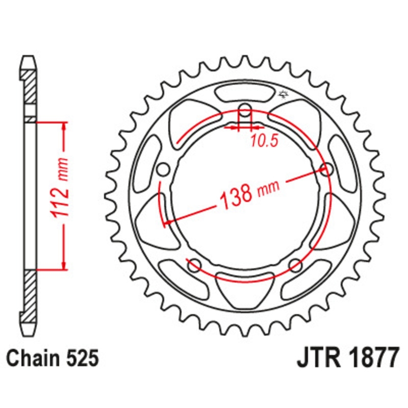 Corona JT SPROCKETS acero estándar 1877 - 525 - motoscamaralweb.com