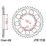 Corona JT SPROCKETS acero estándar 751 - Paso 525 - motoscamaralweb.com