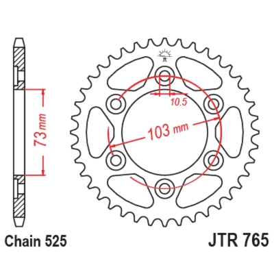 Corona JT SPROCKETS acero estándar 751 - Paso 522 - motoscamaralweb.com