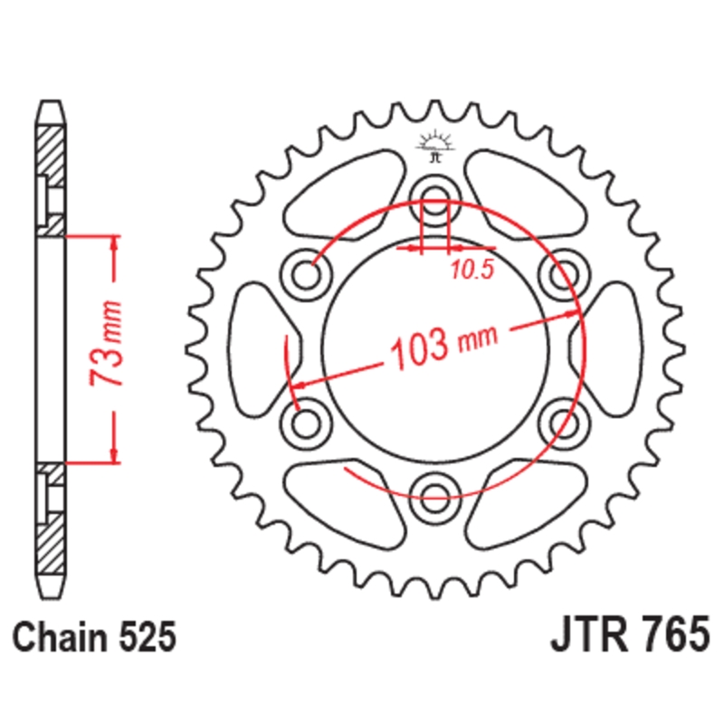 Corona JT SPROCKETS acero estándar 751 - Paso 522 - motoscamaralweb.com Corona JT SPROCKETS acero estándar 751 - Paso 522 - motoscamaralweb.com