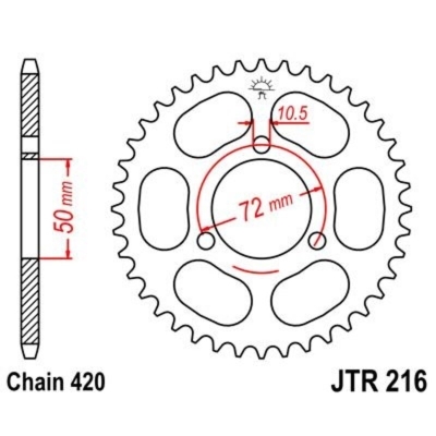Corona JT 216 de acero con 36 dientes - motoscamaralweb.com