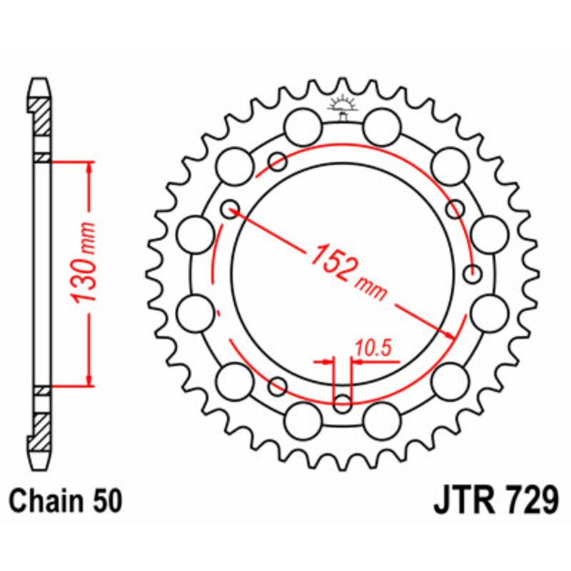Corona JT SPROCKETS acero estándar 729 - Paso 530 - motoscamaralweb.com Corona JT SPROCKETS acero estándar 729 - Paso 530 - motoscamaralweb.com
