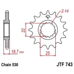 Piñón JT 743 de acero con 15 dientes - motoscamaralweb.com
