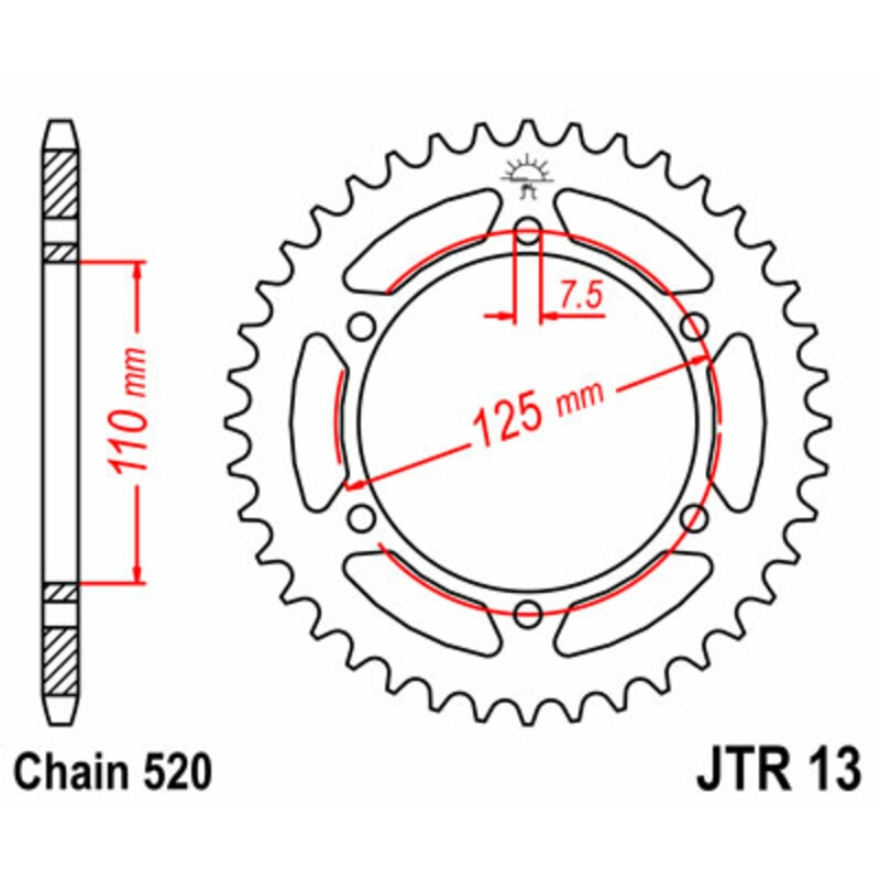 Corona JT SPROCKETS acero estándar 13 - Paso 520 - motoscamaralweb.com Corona JT SPROCKETS acero estándar 13 - Paso 520 - motoscamaralweb.com