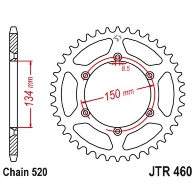 Corona JT 460 de acero con 50 dientes paso 520 autolimpiable - motoscamaralweb.com