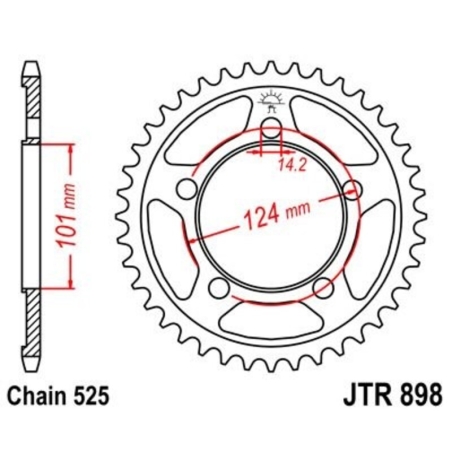 Corona JT 898 de acero con 37 dientes - motoscamaralweb.com