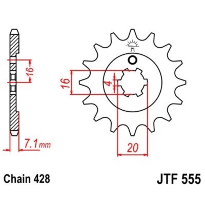 Piñon JT 555 de acero con 15 dientes - motoscamaralweb.com