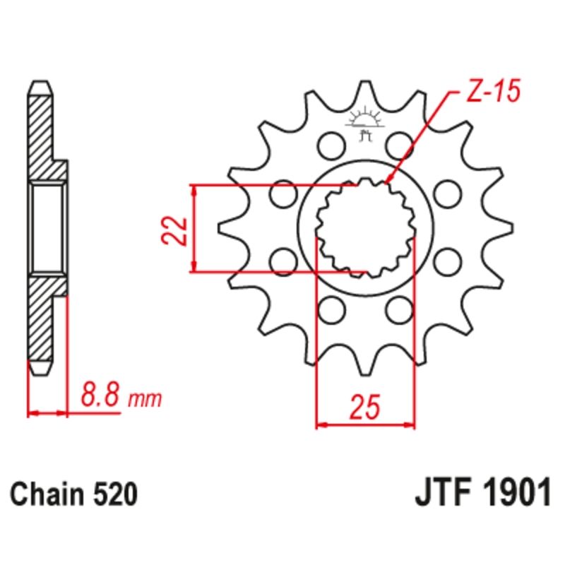 Piñón JT SPROCKETS acero estándar 1901 - 520 - motoscamaralweb.com Piñón JT SPROCKETS acero estándar 1901 - 520 - motoscamaralweb.com