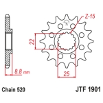 Piñón JT SPROCKETS acero estándar 1901 - 520 - motoscamaralweb.com