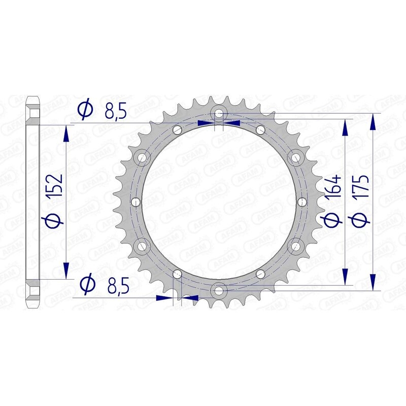 Corona AFAM aluminio 13500 - Paso 520 - motoscamaralweb.com