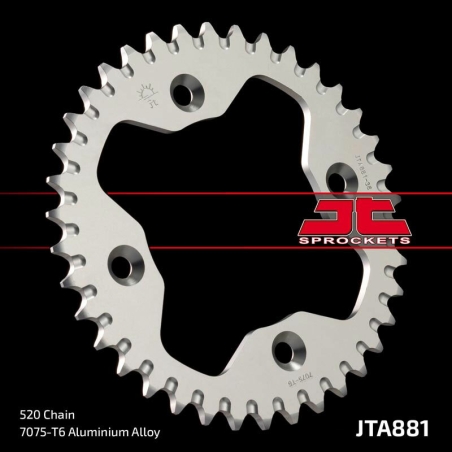 Corona JT Aluminio negro JT 881 con 38 dientes - motoscamaralweb.com