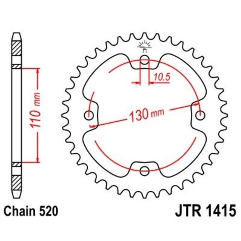 Corona JT 1415 de acero con 38 dientes - motoscamaralweb.com Corona JT 1415 de acero con 38 dientes - motoscamaralweb.com
