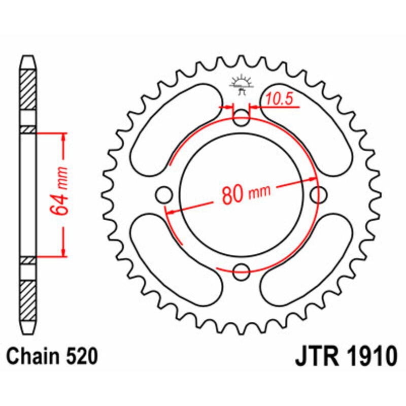 Corona JT SPROCKETS acero estándar 1910 - Paso 520 - motoscamaralweb.com Corona JT SPROCKETS acero estándar 1910 - Paso 520 - motoscamaralweb.com