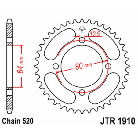 Corona JT SPROCKETS acero estándar 1910 - Paso 520 - motoscamaralweb.com