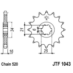 Piñon JT 1043 de acero con 14 dientes - motoscamaralweb.com
