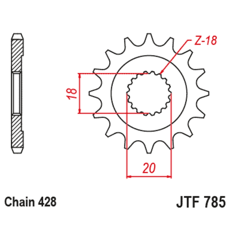 Piñón JT SPROCKETS acero estándar 785 - Paso 428 - motoscamaralweb.com Piñón JT SPROCKETS acero estándar 785 - Paso 428 - motoscamaralweb.com