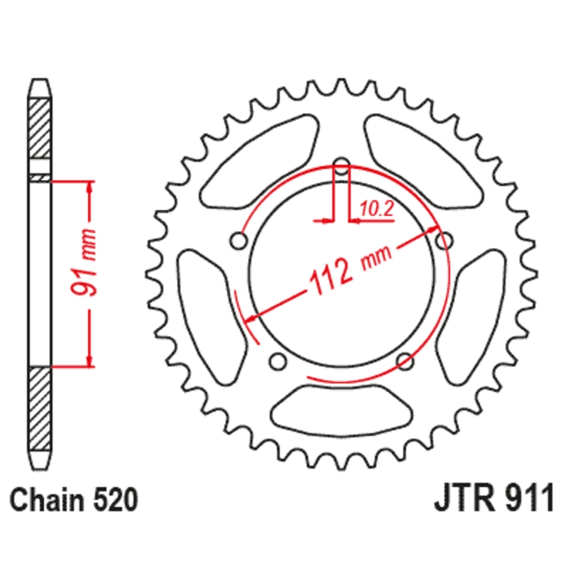 Corona JT SPROCKETS acero estándar 911 - Paso 520 - motoscamaralweb.com Corona JT SPROCKETS acero estándar 911 - Paso 520 - motoscamaralweb.com