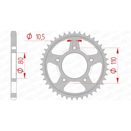 Corona AFAM acero estándar 10504 - Paso 525 - motoscamaralweb.com