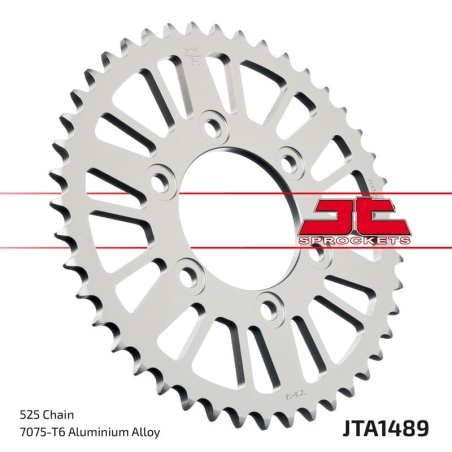 Corona JT Aluminio negro JT 1489 con 44 dientes - motoscamaralweb.com