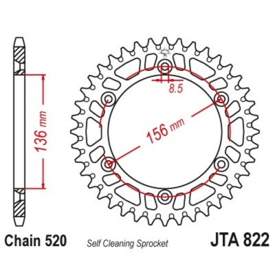 Corona JT Aluminio negro JT 822 con 48 dientes - motoscamaralweb.com