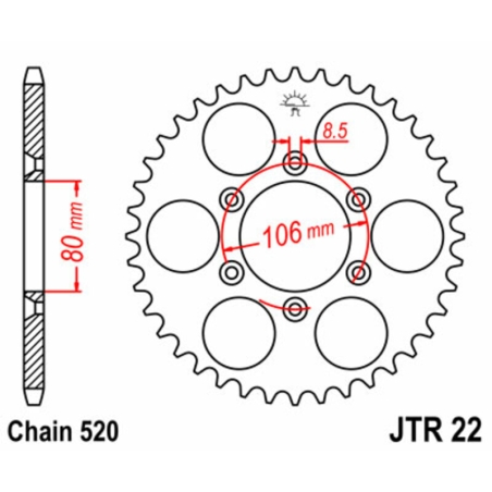 Corona JT 22 de acero con 49 dientes - motoscamaralweb.com