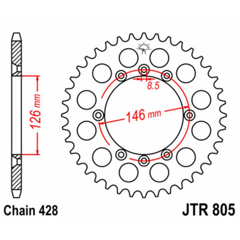 Corona JT SPROCKETS acero estándar 805 - Paso 428 - motoscamaralweb.com Corona JT SPROCKETS acero estándar 805 - Paso 428 - motoscamaralweb.com
