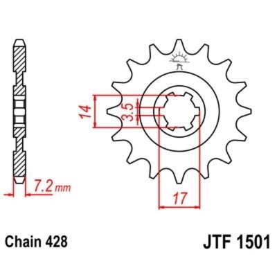 Piñon JT 1501 de acero con 14 dientes - motoscamaralweb.com