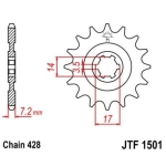 Piñon JT 1501 de acero con 14 dientes - motoscamaralweb.com