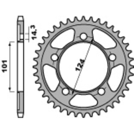 Corona PBR acero C45 estándar 4508 - 525 - motoscamaralweb.com