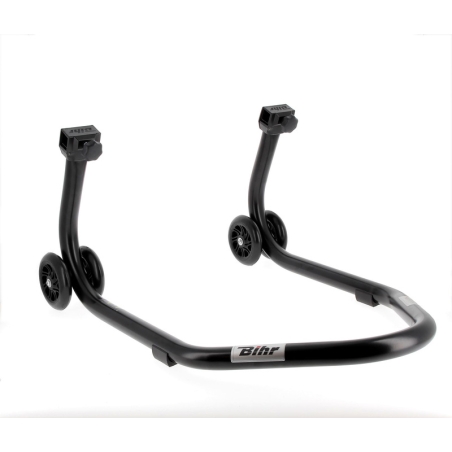 Caballete trasero BIHR Home Track soporte en L color negro mate y ruedas negras - motoscamaralweb.com