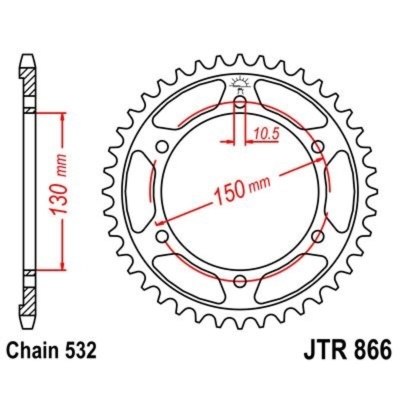 Corona JT 866 de acero con 39 dientes - motoscamaralweb.com