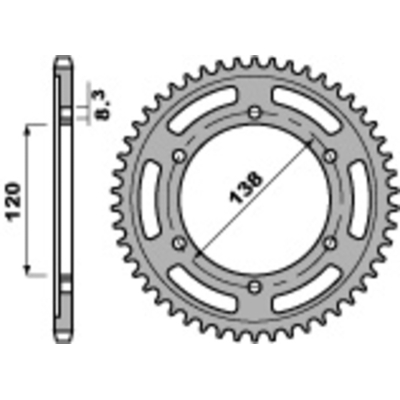 Corona PBR acero C45 estándar 253 - 525 - motoscamaralweb.com
