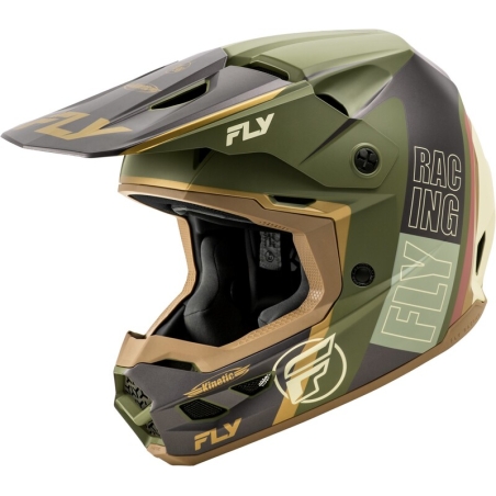 Casco FLY RACING Kinetic Rally - Matte Moss Grey / Caqui / Off-White - motoscamaralweb.com
