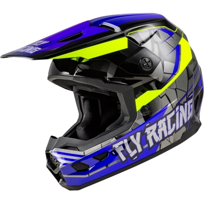 Casco infantil FLY RACING Kinetic Scorched - Azul / Gris / Hi-Vis - motoscamaralweb.com