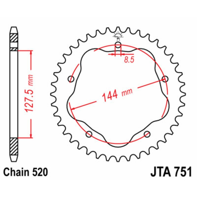 Corona JT SPROCKETS acero estándar 751 - Paso 520 - Requiere portacoronas JT SPROCKETS - motoscamaralweb.com Corona JT SPROCKETS acero estándar 751 - Paso 520 - Requiere portacoronas JT SPROCKETS - motoscamaralweb.com