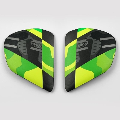 Cubiertas laterales ARAI PATCH Amarillo Flúor (Compatible sistema VAS-V) - motoscamaralweb.com