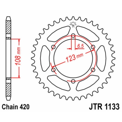 Corona JT SPROCKETS acero estándar 1133 - Paso 420 - motoscamaralweb.com