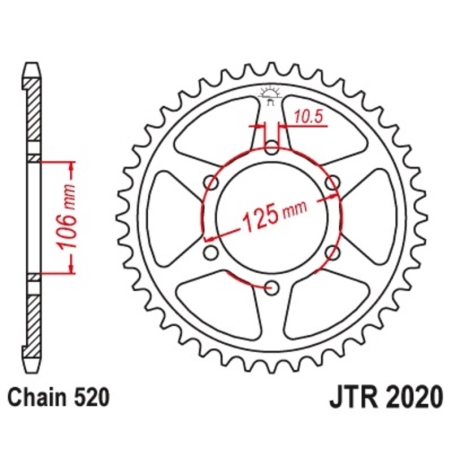 Corona JT 2020 de acero con 41 dientes paso 520 autolimpiable - motoscamaralweb.com
