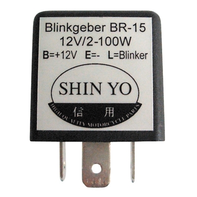 Relé electrónico para intermitentes SHIN YO SY-02 3 polos 12 VDC 1-100W - motoscamaralweb.com