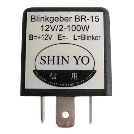 Relé electrónico para intermitentes SHIN YO SY-02 3 polos 12 VDC 1-100W - motoscamaralweb.com