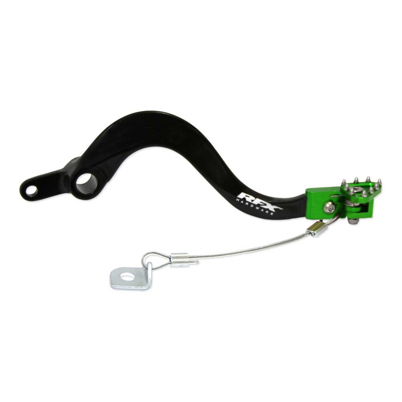 Pedal de freno trasero RFX Pro FT (negro/verde) - Kawasaki KXF250/450 - motoscamaralweb.com