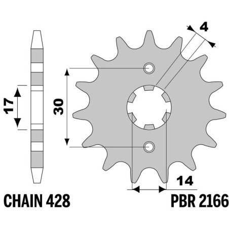 Piñón PBR acero estándar 2166 - Paso 428 - motoscamaralweb.com