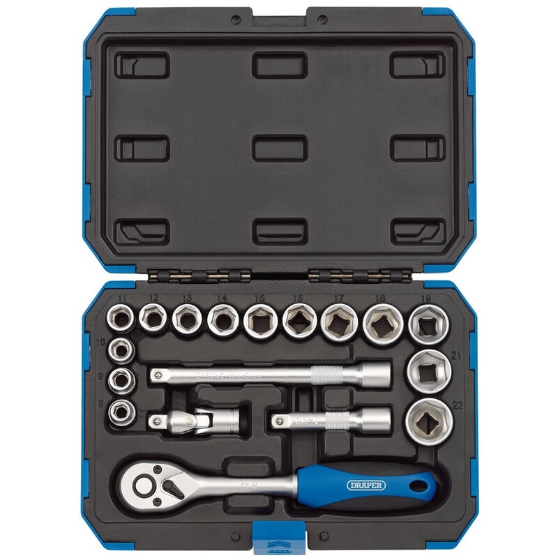 Juego de vasos métricos de 3/8 cuadrado DRAPER - 18 piezas - motoscamaralweb.com