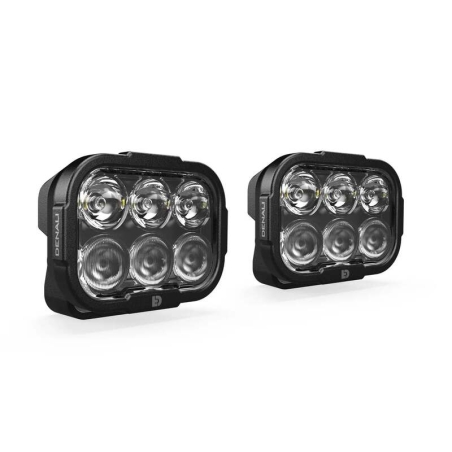 Juego de faros universales DENALI DL6 con lente transparente y cableado premium - motoscamaralweb.com