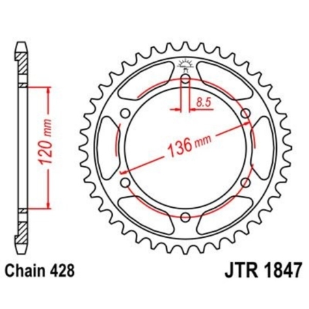 Corona JT 1847 de acero con 51 dientes - motoscamaralweb.com